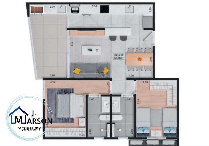 Apartamento à venda com 2 quartos, 75m² - Foto 8